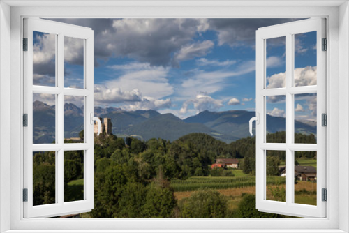Fototapeta Naklejka Na Ścianę Okno 3D - Burg in den Dolomiten