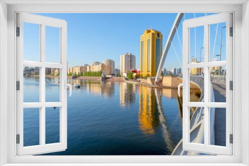 Fototapeta Naklejka Na Ścianę Okno 3D - view of Astana city taken over the river from bridge