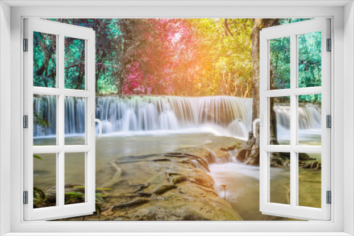Fototapeta Naklejka Na Ścianę Okno 3D - Huai Mae Khamin waterfall at Kanchanaburi , Thailand , beautiful waterfall, forest,