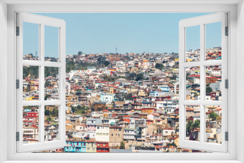 Fototapeta Naklejka Na Ścianę Okno 3D - Panoramic view of Houses of Valparaiso view from Cerro Concepcion Hill - Valparaiso, Chile