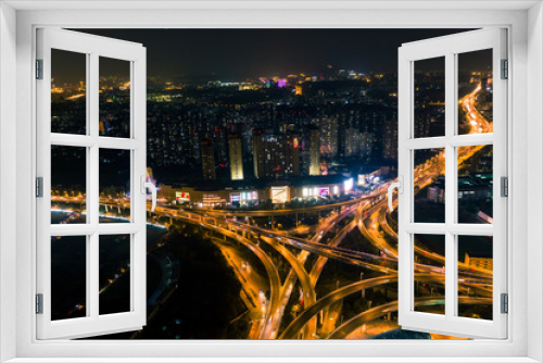 Fototapeta Naklejka Na Ścianę Okno 3D - Aerial photography Nanjing city night scene
