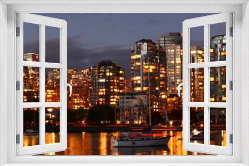 Fototapeta Naklejka Na Ścianę Okno 3D - Night view of Vancouver, Canada downtown