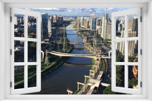 Fototapeta Naklejka Na Ścianę Okno 3D - Marginal Pinheiros - Ponte Estaiada