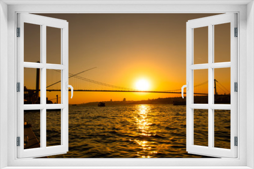 Fototapeta Naklejka Na Ścianę Okno 3D - sunset and Bosphorus Bridge