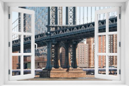 Fototapeta Naklejka Na Ścianę Okno 3D - Manhattan Bridge, suspension bridge in New York City, panoramic image