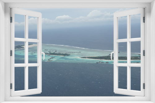 Fototapeta Naklejka Na Ścianę Okno 3D - Air plane view over atoll in Maldives island