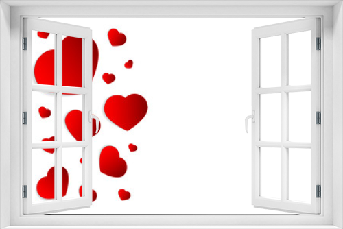 Red hearts on white background. Paper cut. Vector Illustration, concept of love, St. Valentine’s Day