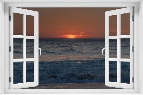 Fototapeta Naklejka Na Ścianę Okno 3D - Sunset in Atlantic ocean, Nazare, Portugal.