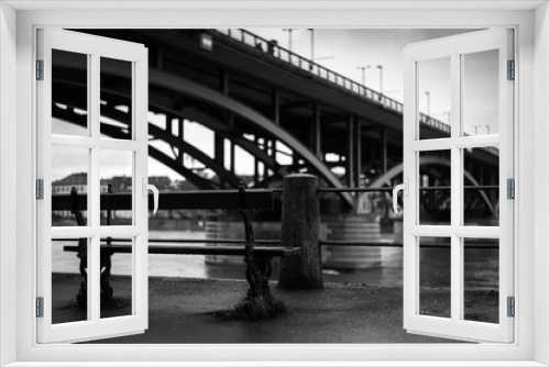 Fototapeta Naklejka Na Ścianę Okno 3D - View from a bench of the Wettsteinbrücke over the Rhine river in Basel Switzerland