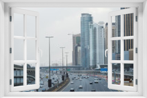 Fototapeta Naklejka Na Ścianę Okno 3D - 7-lane highway Sheikh Zayed in Dubai,