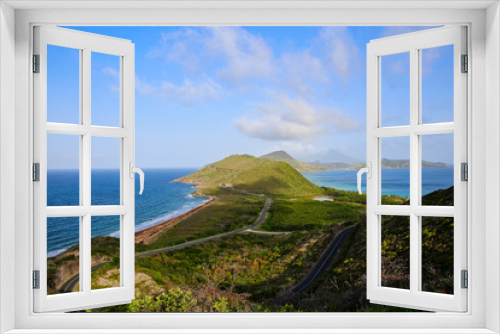 Fototapeta Naklejka Na Ścianę Okno 3D - Timothy Hill Lookout overlooking Atlantic Ocean on the right and Caribbean sea on the left
