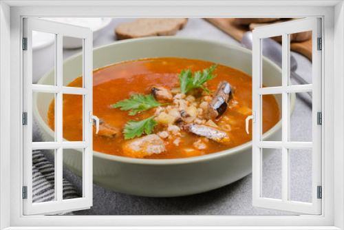 Fototapeta Naklejka Na Ścianę Okno 3D - Traditional tomato fish soup