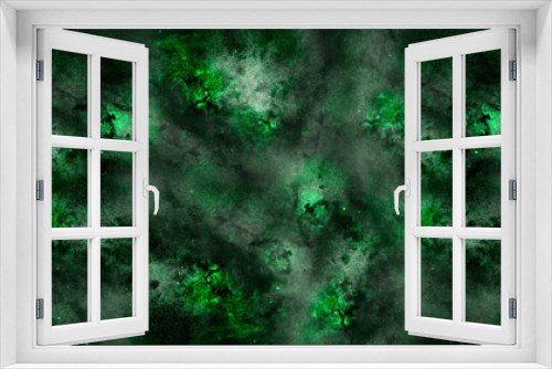 Fototapeta Naklejka Na Ścianę Okno 3D - green nebula and cosmos as background, illustration