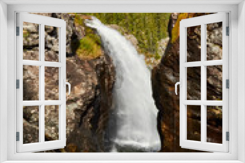 Fototapeta Naklejka Na Ścianę Okno 3D - waterfall in the forest, norway, land of waterfalls