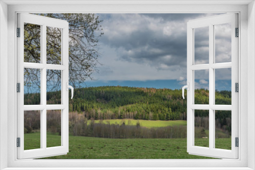 Fototapeta Naklejka Na Ścianę Okno 3D - Pasture land and meadows near Horni Slavkov town