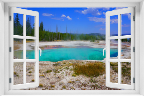 Fototapeta Naklejka Na Ścianę Okno 3D - View of turquoise water pools in the West Thumb Geyser Basin in Yellowstone National Park, United States