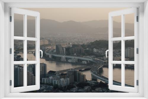 Fototapeta Naklejka Na Ścianę Okno 3D - Landscape of Expressway across the river at fukuoka Fukuoka city in summer day.