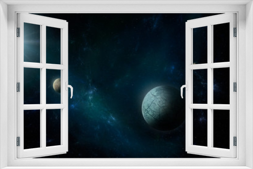Fototapeta Naklejka Na Ścianę Okno 3D - planets in space astronomy dark background