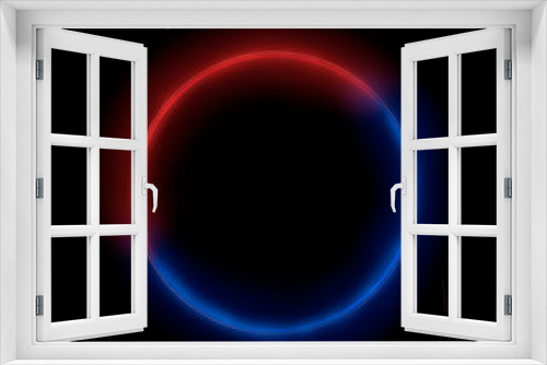 Fototapeta Naklejka Na Ścianę Okno 3D - Blue and red neon glowing circle at black background.
