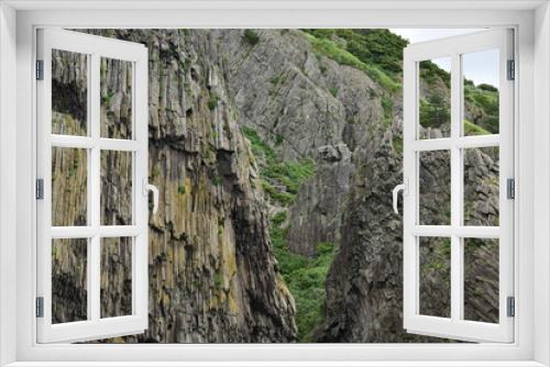Fototapeta Naklejka Na Ścianę Okno 3D - 柱状節理の山