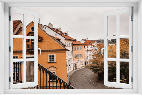 Fototapeta Naklejka Na Ścianę Okno 3D - View of houses along the Devil's Channel from Charles Bridge, Prague, Czech Republic, Europe