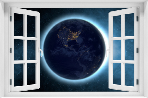Fototapeta Naklejka Na Ścianę Okno 3D - planet earth with glow circuit in outer galaxy space. Elements of this image furnished by NASA f
