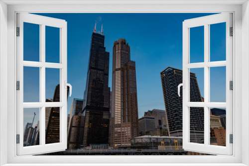 Fototapeta Naklejka Na Ścianę Okno 3D - Chicago skyline on sunny day