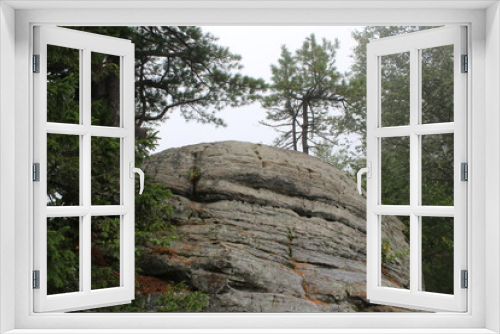 Fototapeta Naklejka Na Ścianę Okno 3D - photo landscape of forest and stones on the mountain
