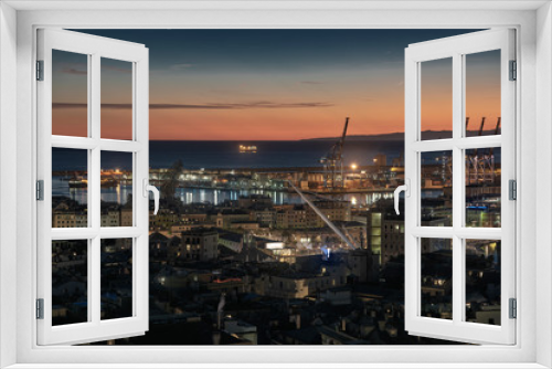 Fototapeta Naklejka Na Ścianę Okno 3D - Port of Genoa in the evening