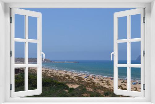 Fototapeta Naklejka Na Ścianę Okno 3D - The incredible seascaping view of beach with blue sea in morocco in summer