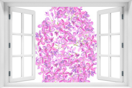 Fototapeta Naklejka Na Ścianę Okno 3D - Watercolor pink syringa Easter egg design. May be used for Easter textile decoration print, invitation card, spring decor, wrapping paper and window decoration.