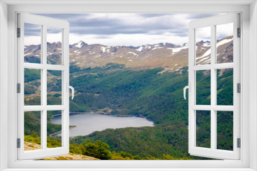 Fototapeta Naklejka Na Ścianę Okno 3D - View of Laguna del Salto and Dientes de Navarino in Puerto Williams, Tierra del Fuego, Chile