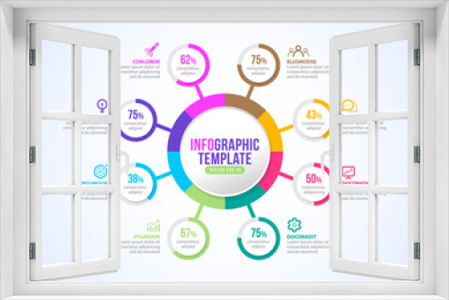 Business modern infographics 8 step process chart design vector, circles graph style, corporate graphic elements, presentation template. infographic layout. 