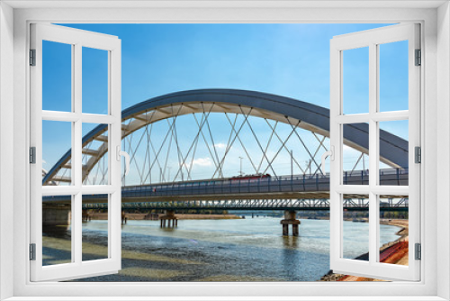 Fototapeta Naklejka Na Ścianę Okno 3D - Novi Sad, Serbia - September 18, 2018: Zezelj bridge over Danube in Novi Sad