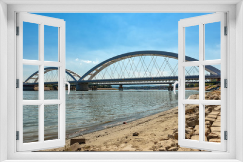 Fototapeta Naklejka Na Ścianę Okno 3D - Novi Sad, Serbia - September 18, 2018: Zezelj bridge over Danube in Novi Sad