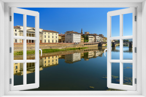 Fototapeta Naklejka Na Ścianę Okno 3D - Embankment of Arno river at sunny day in Florence, Italy