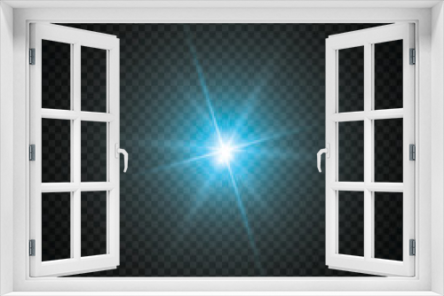 Fototapeta Naklejka Na Ścianę Okno 3D - Glow light effect. Starburst with sparkles on transparent background. Vector illustration. Sun