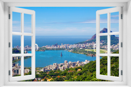 Fototapeta Naklejka Na Ścianę Okno 3D - Rio de Janeiro. Brazil. View of the Lagoon from mount Corcovado. Corcovado mountain offers magnificent views of the city of Rio de Janeiro.