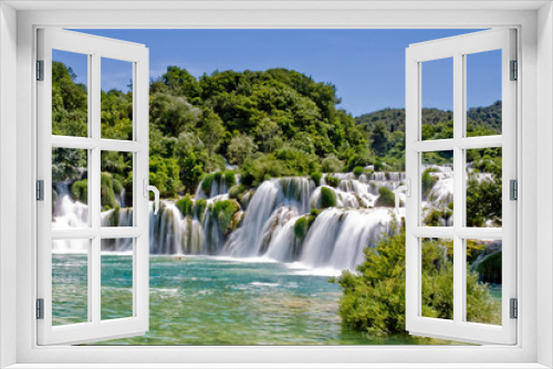 Fototapeta Naklejka Na Ścianę Okno 3D - Landscape of a waterfall in Krka national park in Croatia