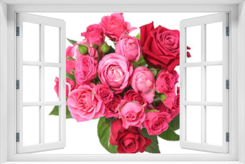 Fototapeta Naklejka Na Ścianę Okno 3D - Beautiful bouquet of pink roses on white background