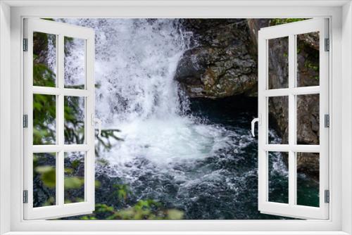Fototapeta Naklejka Na Ścianę Okno 3D - clear white water of falls hitting deep rich blue of pools below