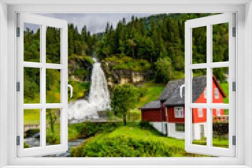 Fototapeta Naklejka Na Ścianę Okno 3D - norwegian waterfall of steinsdalsfossen