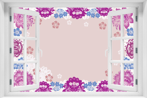 Fototapeta Naklejka Na Ścianę Okno 3D - white and pink flower frame decoration