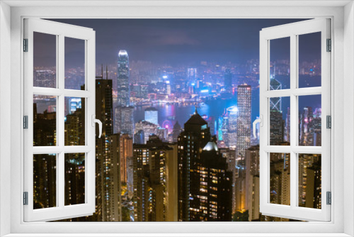 Fototapeta Naklejka Na Ścianę Okno 3D - Hong Kong skyline at night from Victoria Peak　ヴィクトリア・ピークから観た香港の夜景
