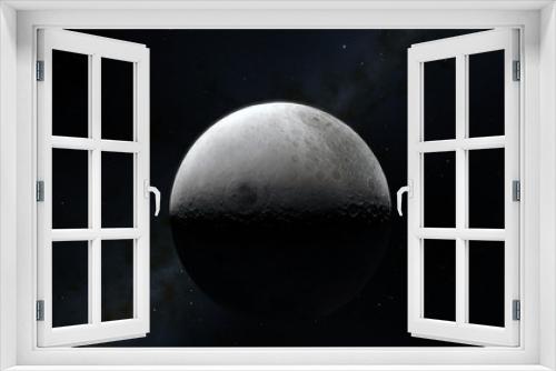 Fototapeta Naklejka Na Ścianę Okno 3D - Moon in outer space, surface.this image elements furnished by nasa.