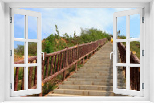 Fototapeta Naklejka Na Ścianę Okno 3D - handrail in a mountain scenic