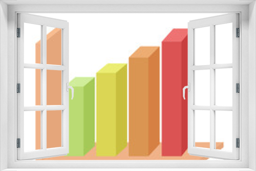 Colorful statistics bars icon on white, stock vector illustration