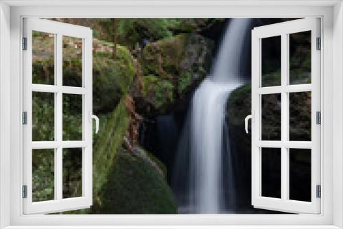 Fototapeta Naklejka Na Ścianę Okno 3D - Wasserfall am Grünbach in der Sächsischen Schweiz