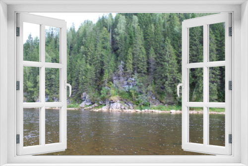 Fototapeta Naklejka Na Ścianę Okno 3D - beautiful Ural landscape river and mountain View