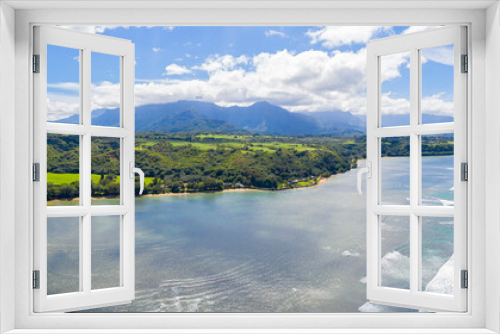 Fototapeta Naklejka Na Ścianę Okno 3D - Kauai Hawaii Island Panoramic View Beach Valley Mountain Ocean